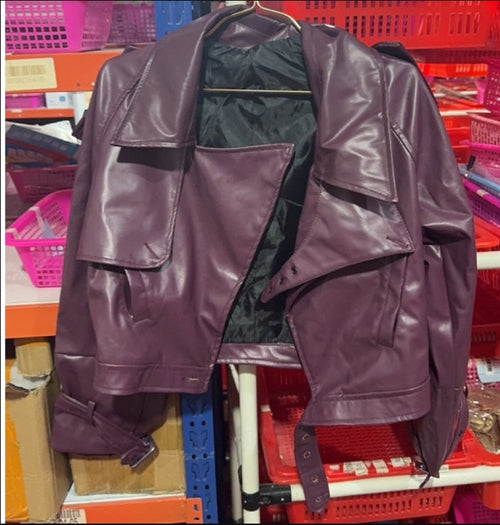 Loose Lapel Leather Jacket Fashion Cropped Tops Streetwear For Womens