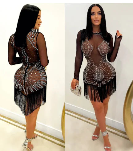 Chic Mesh Tassel Dress