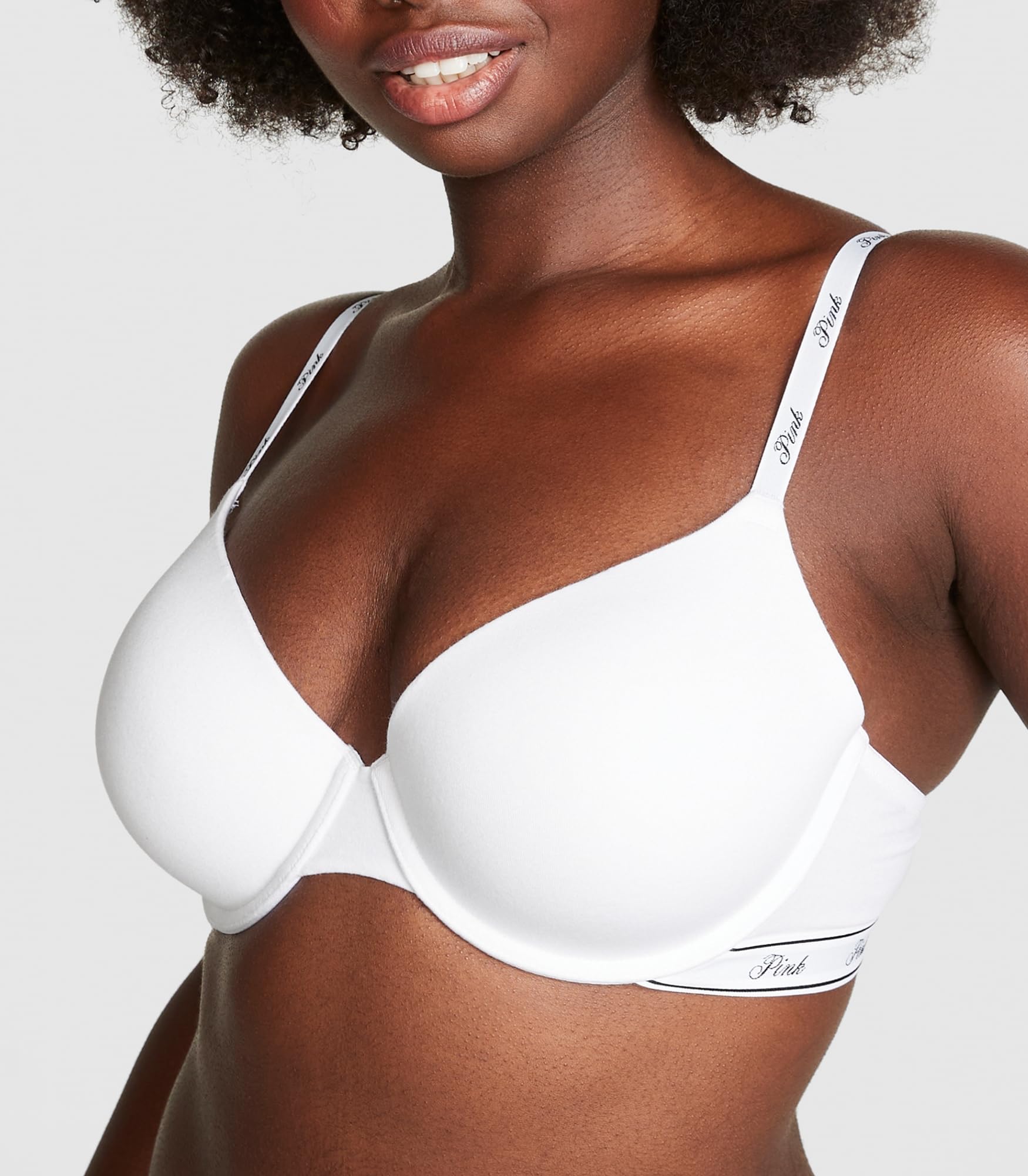 Victoria's Secret Women's Pink Wear Everywhere Lightly Lined T-Shirt Bra Bundle, Bras for Women, Black/White Logo, (36D)