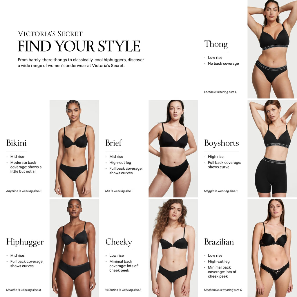Victoria's Secret Women's No Show Cheeky Underwear, Minimal Coverage Panties for Women, Multi Pack, Bee & Solids Mix, XL