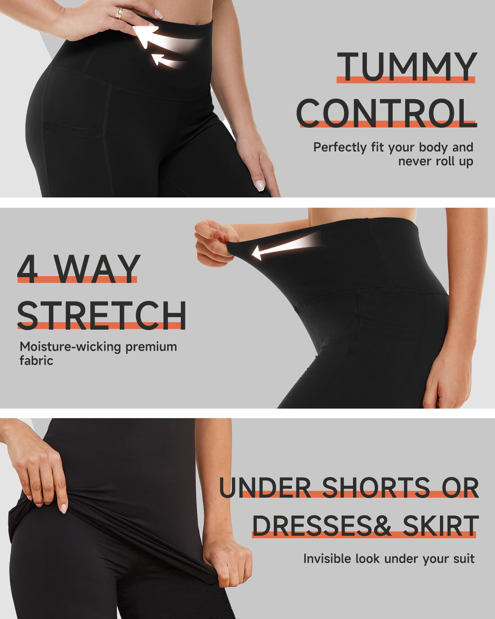GAYHAY Biker Shorts for Women with Pockets - 8"/5"/3" Booty High Waisted Black Spandex Volleyball Short for Workout Yoga