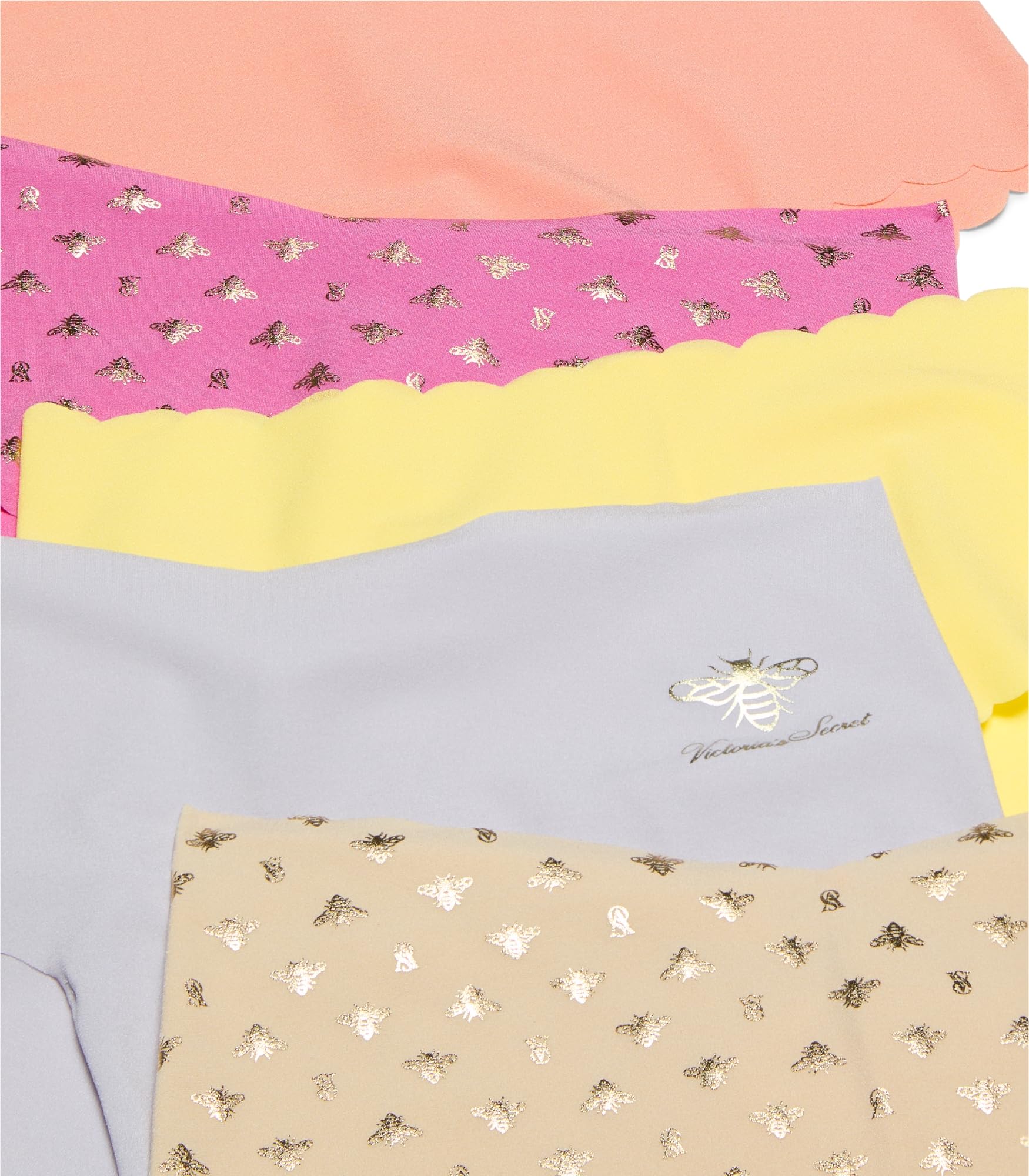 Victoria's Secret Women's No Show Cheeky Underwear, Minimal Coverage Panties for Women, Multi Pack, Bee & Solids Mix, XL