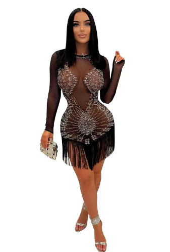 Chic Mesh Tassel Dress