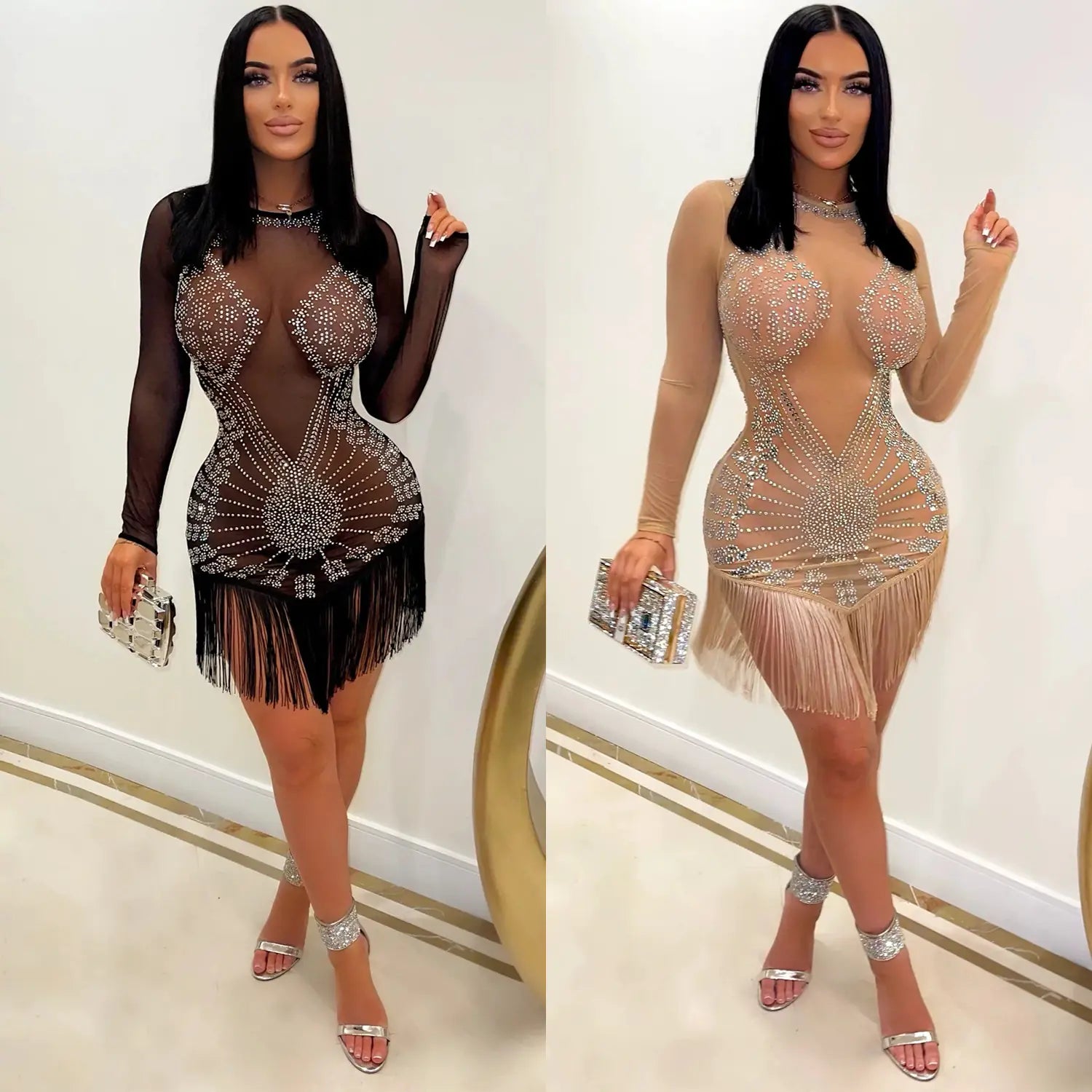 Chic Mesh Tassel Dress