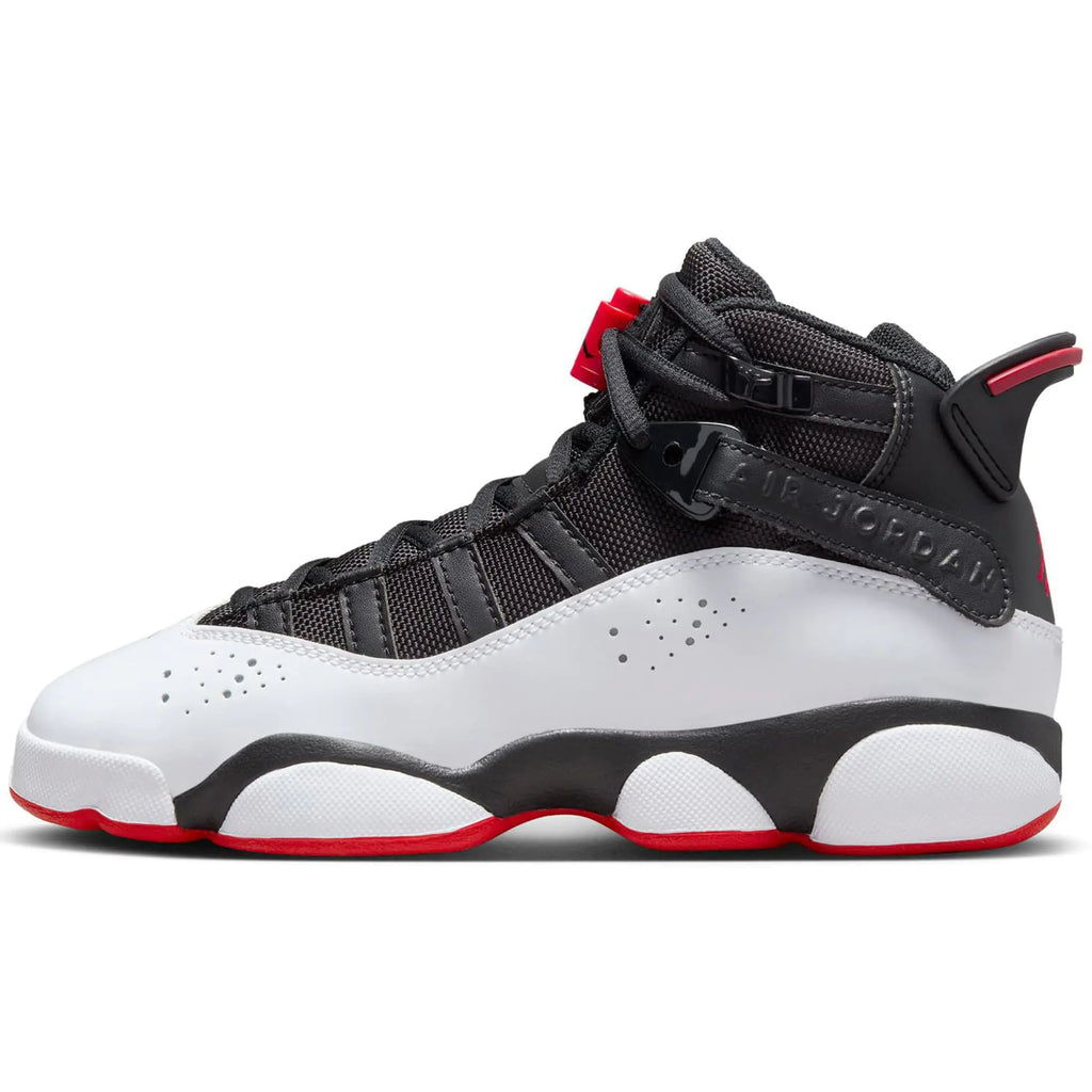Jordan 6 Rings Big Kids Shoes (323419-067 Black/White/University Red) Size 6