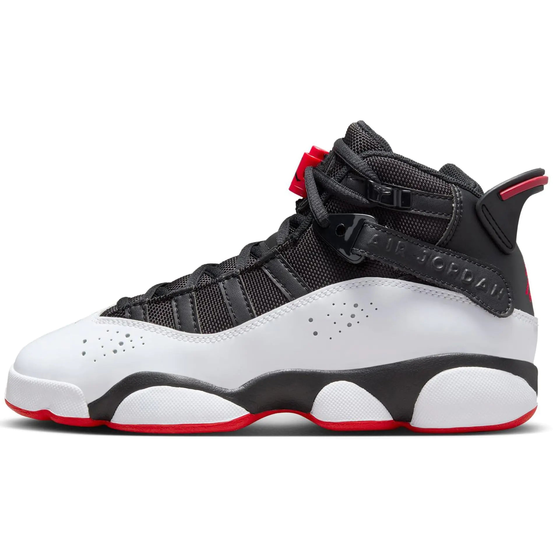 Jordan 6 Rings Big Kids Shoes (323419-067 Black/White/University Red) Size 6