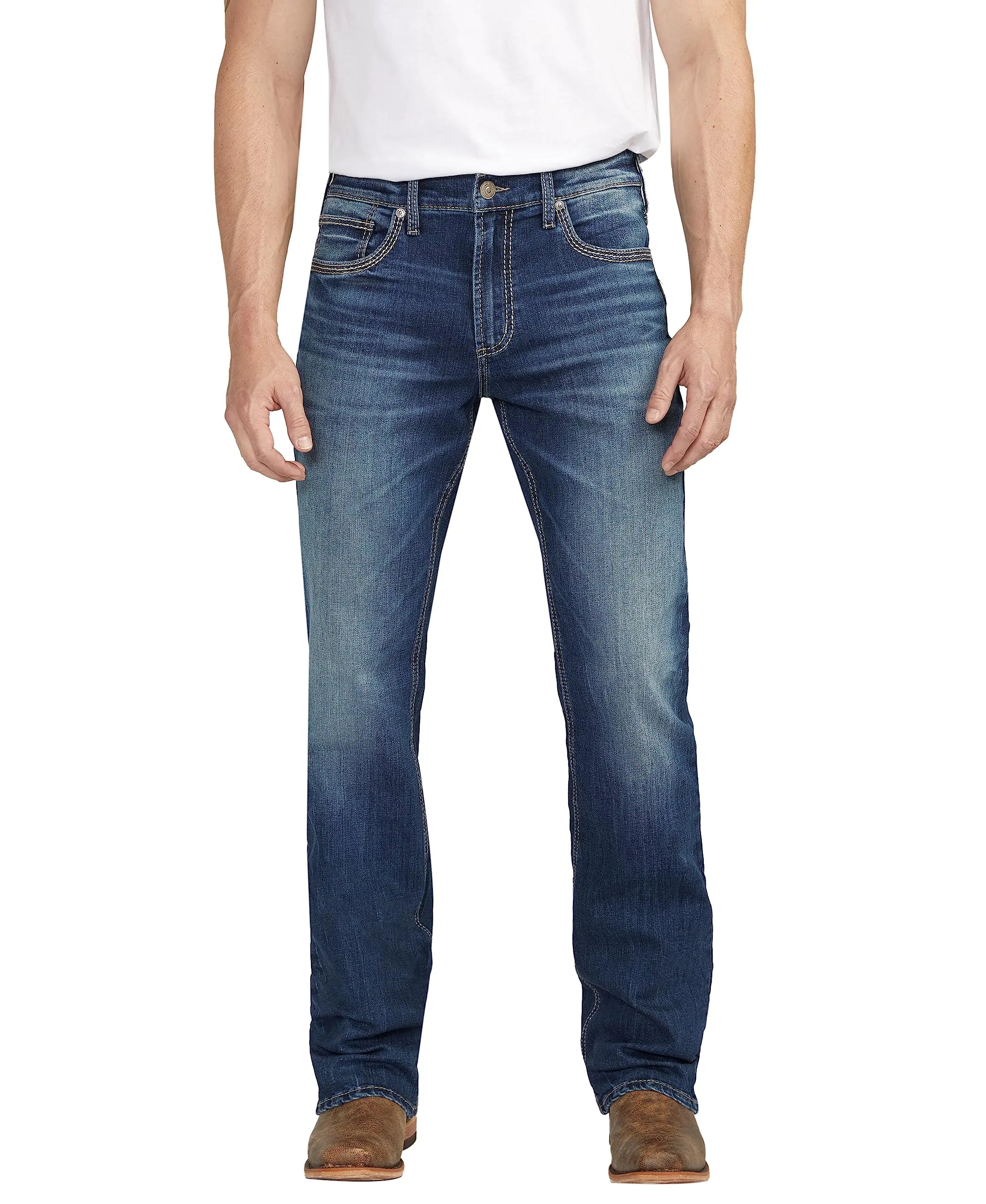 Silver Jeans Co. Mens Jace Slim Fit Bootcut Jeans Dark Wash EKC348 40W x 30L