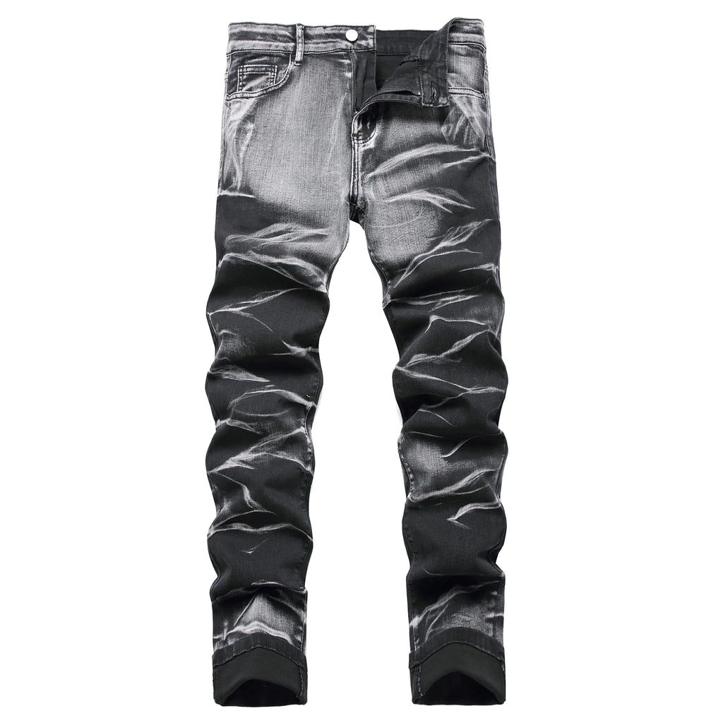 HuuPrr Mens Ripped Jeans Slim Fit Stretch Jeans Distressed Fashion Comfort Pants（530Gray black-34-