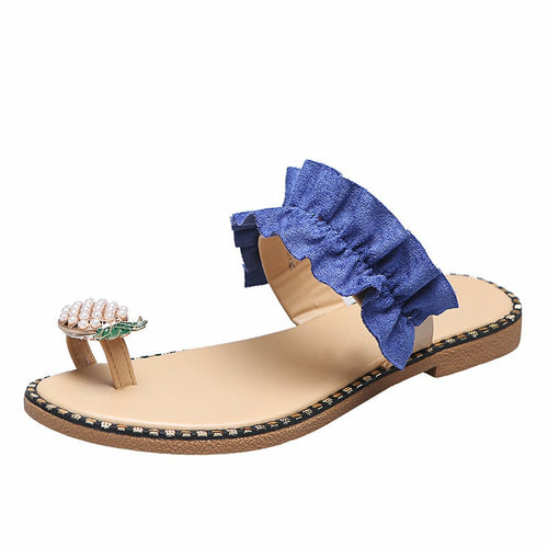 Pineapple Pearl Womens Slippers Flat Toe Casual Beach Slides 