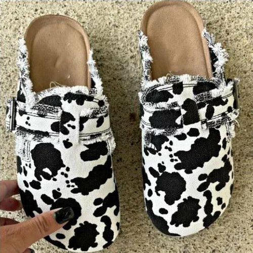 Flat Heel Round Toe Canvas Loafer Women's Vintage Clogs 