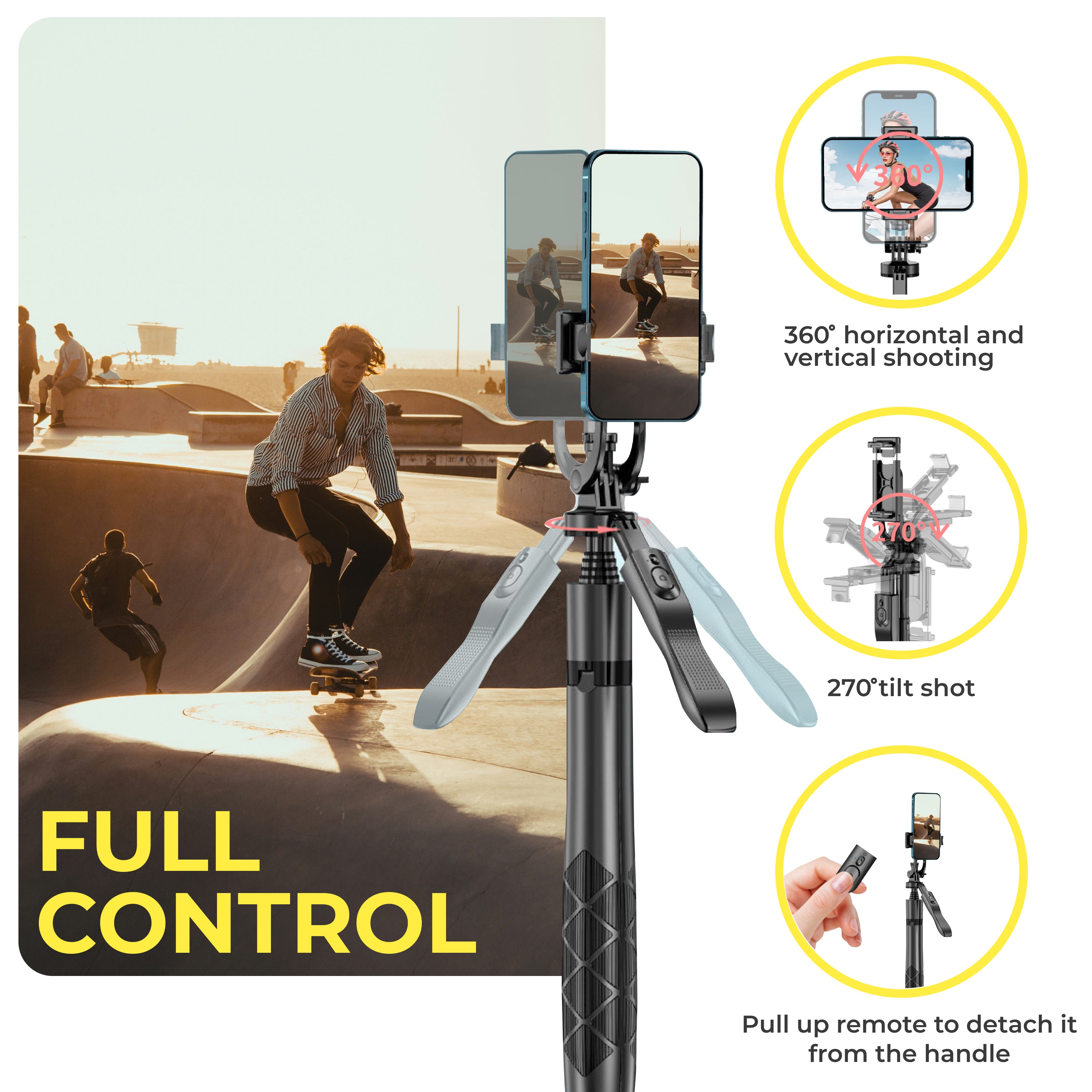 Phone tripod 62 inch selfie stick for cell phone with remote 