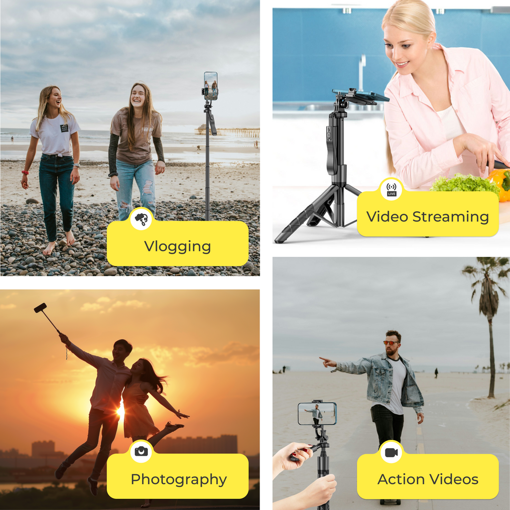 Phone tripod 62 inch selfie stick for cell phone with remote 