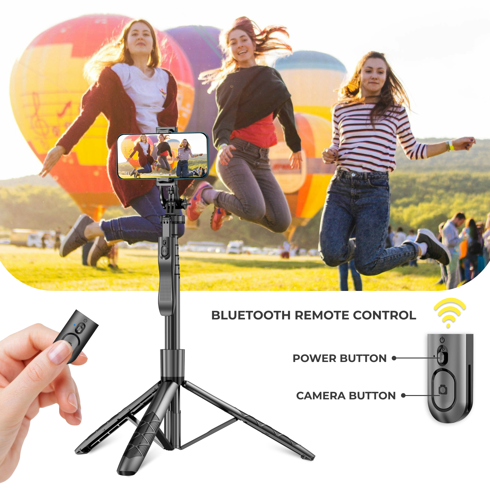 Phone tripod 62 inch selfie stick for cell phone with remote 