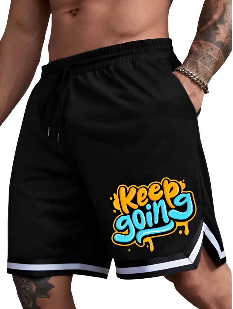 CULISH KEEP GOING Printed Men Black Gym Shorts