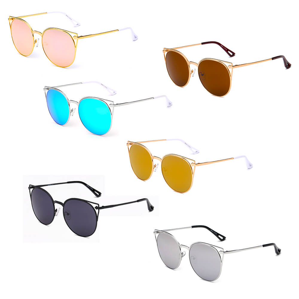 Clayton - Women Round Petite Cat Eye Sunglasses Circle