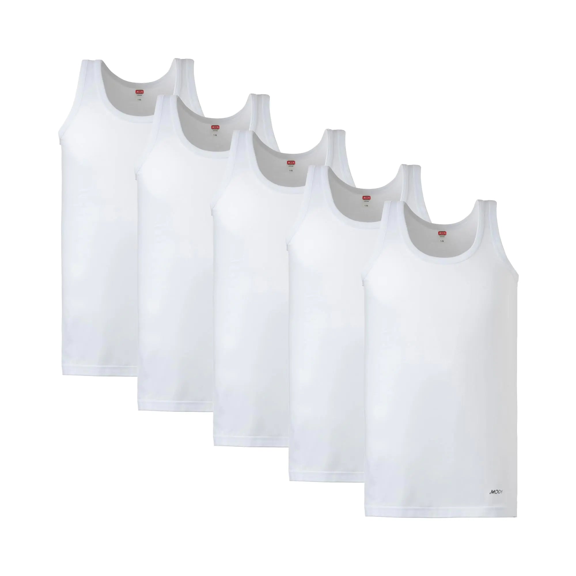 Mody Mens Tank Top 5-Pack White Mens Undershirt Cotton Tank Tops Men Muscle Shirts for Men Crew Neck Mens Workout Shirts