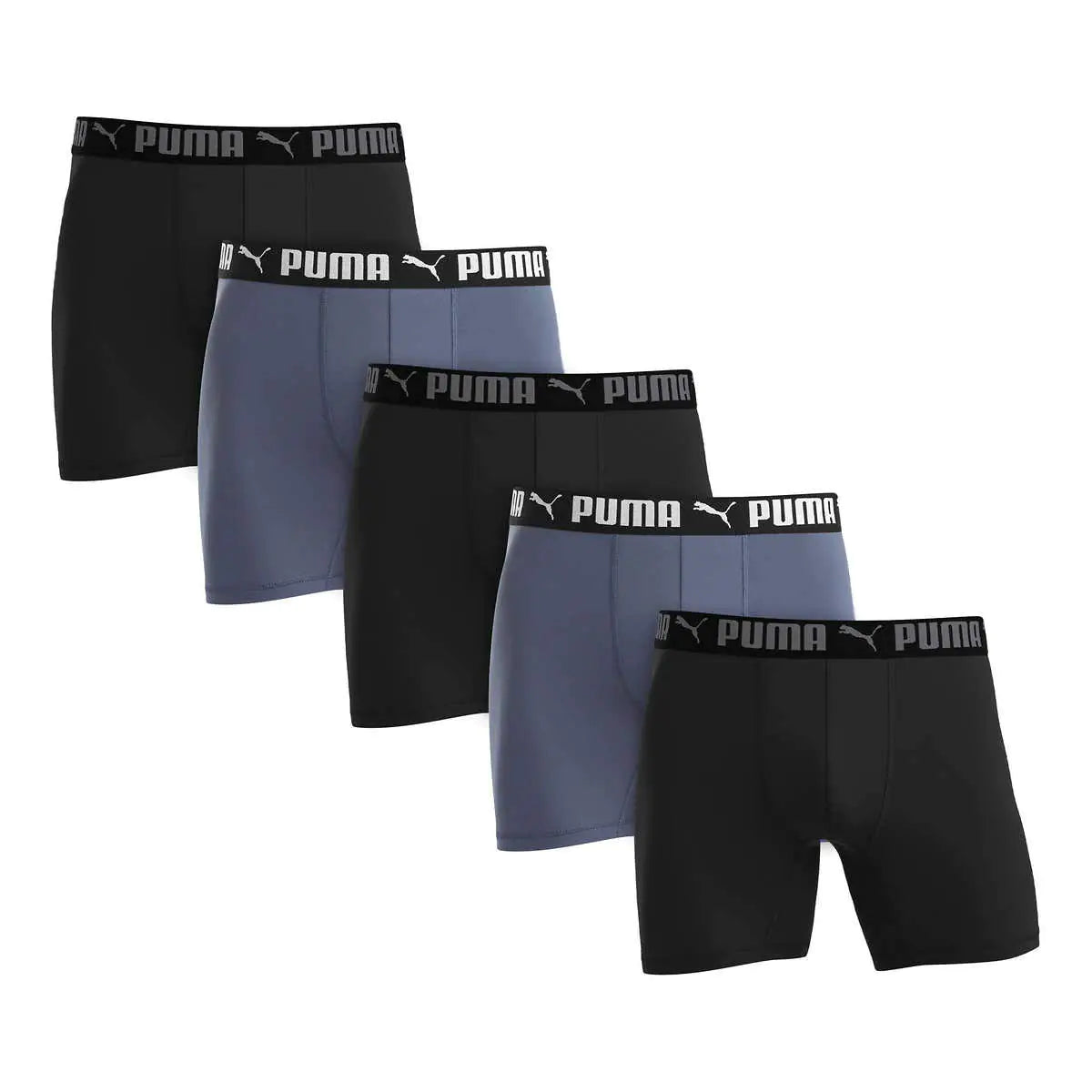 PUMA Mens Microfiber Boxer Brief 5-pack (Large Black and Gray)