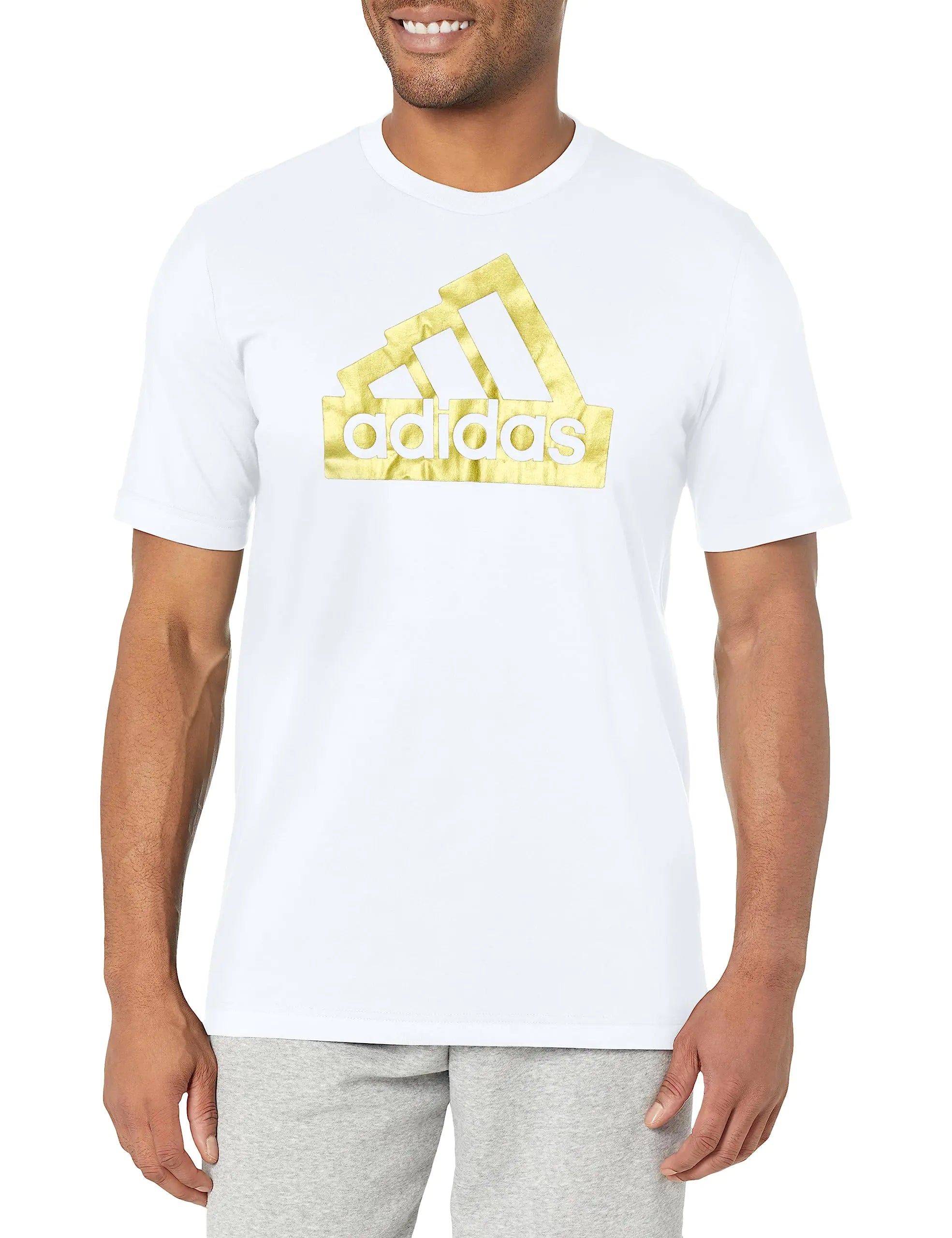 adidas Mens Tall Size Future Icons Metallic T-Shirt White Medium