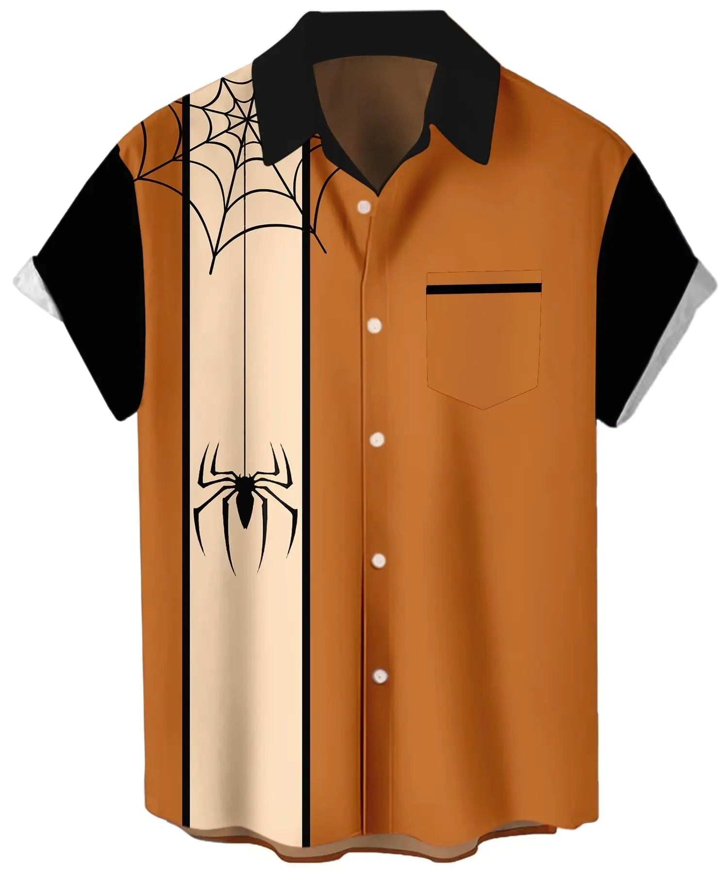 WHO IN SHOP Mens Halloween Shirts Cute Scary Horror Short Sleeve Button Up Shirt