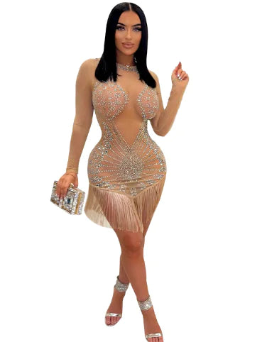Chic Mesh Tassel Dress