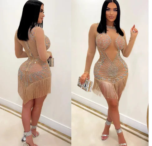 Chic Mesh Tassel Dress